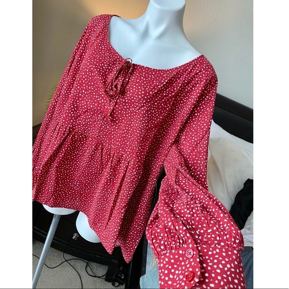 Ava & Viv Women’s Plus Red Long Sleeve Front Tie Blouse 3X NWOT - Picture 7 of 7